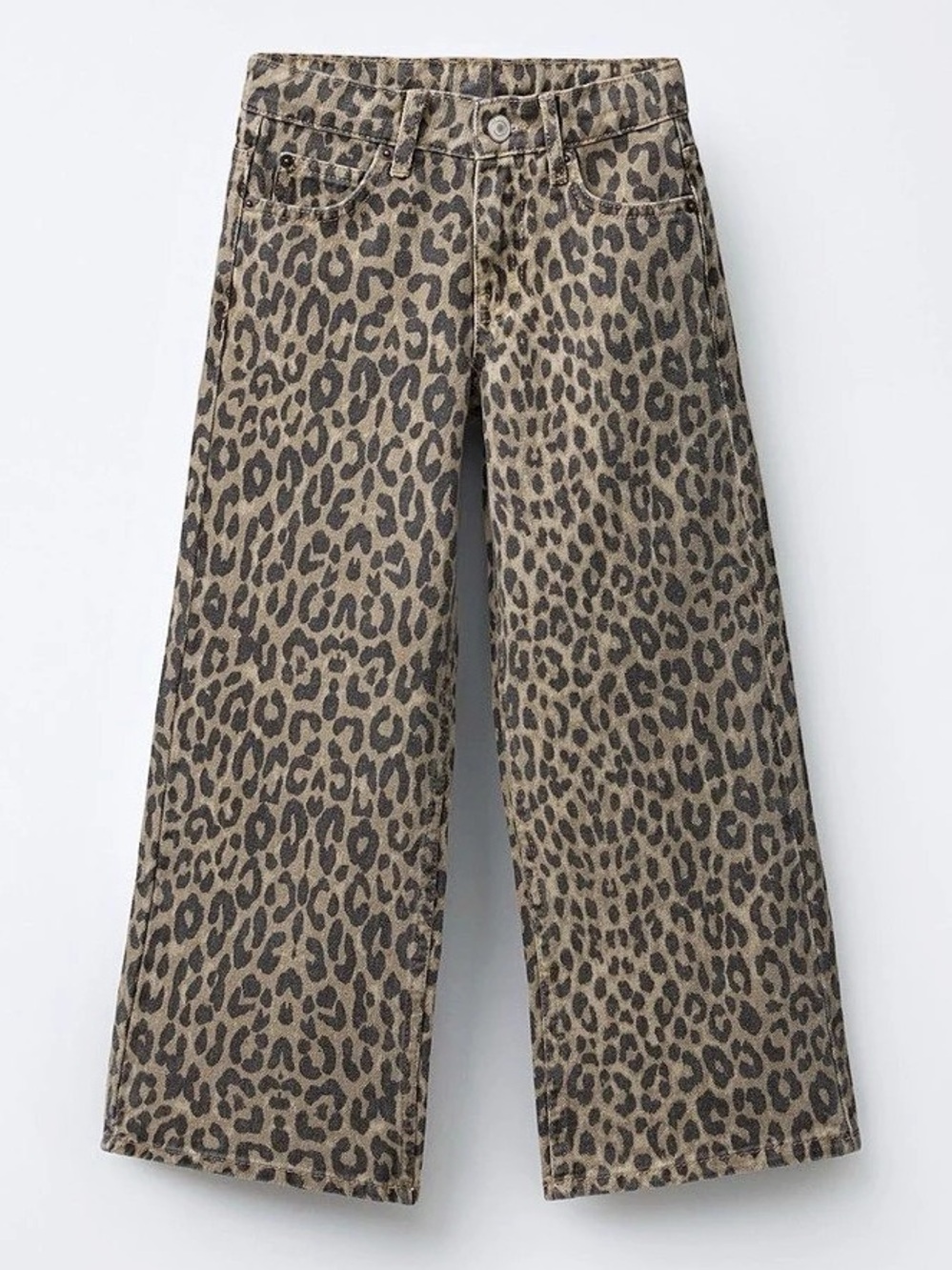 ZARA Leopard Print Wide Leg Jeans -  Size 6-7